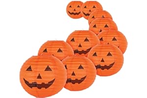 KESOTE 10 PCS Halloween Paper Pumpkin Lanterns Jack-O-Lanterns, 8 Inch, Halloween Hanging Party Decorations Outdoor Indoor