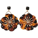 Vintage Flower Earring Colorful Leopard Dangle Earrings Fabric Flower Statement Earring Boho Print Petal Earrings Fashion Jewelry Accessories for Women