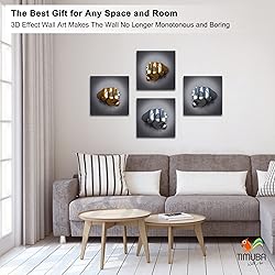 4 Piece Set Bedroom Wall Decor Love Heart Gray 3D