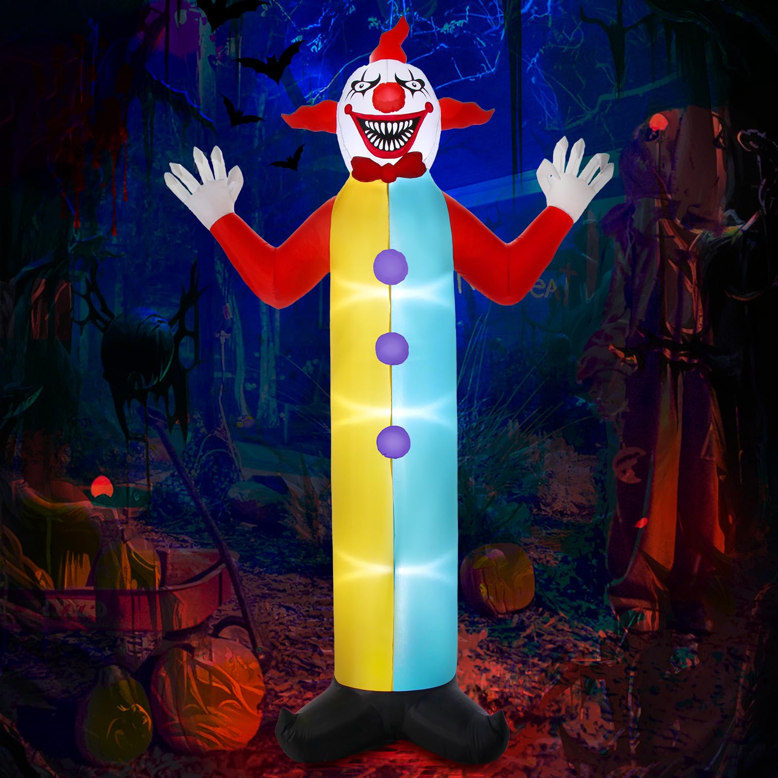 Photo 1 of LETIME 8 FT Giant Halloween Clown Inflatable Outdoor Decoration Build-in LED Lights Scary Blow Up Decorations for Party Indoor Yard Garden Lawn Décor
