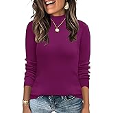 LOMON Mock Neck Tops for Women Long Sleeve Dressy Casual Lightweight Basic Knitted Pullover Sweater S-XL