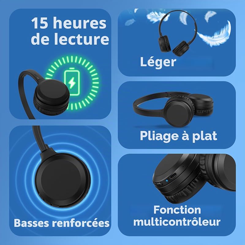 TAH1108BK Casque avec Bluetooth - Noir