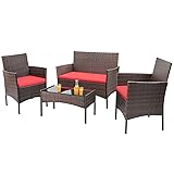 Homall 4 Pieces Patio Rattan Chair Wicker, Outdoor