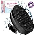 Suroseate Scalp Massager Shampoo Brush with Soft Silicone Bristles for Hair Growth, Scalp Scrubber Head Massager for Dandruff Removal, Shower Hair Brush for Women Men Kids Wet Dry Hair, Black