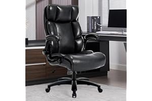 ESTRUCO Big and Tall Office Chair 500lbs Wide Seat Executive Office Desk Chair High-Back Office Task Chair with Flip-Up Armrest, Ergonomic Lumbar Support Computer Office Chairs for Heavy People(Black)