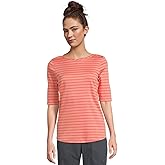 L.L.Bean Womens Pima Cotton Tee Boatneck Elbow Sleeve Stripe