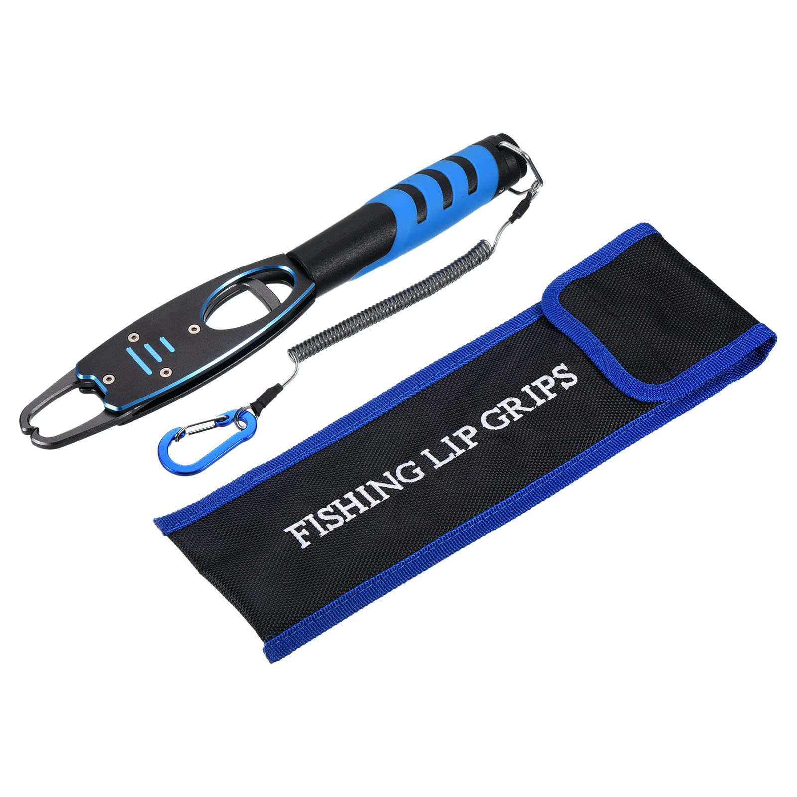 PATIKIL Fish Lip Clip with Scale, 40Lbs(18kg) Aluminum Alloy Fishing Lip Clip Professional Fish Grabber Fish Control Tackle Tool for Fishing Gear, Blue