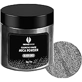 Silver Grey Mica Powder for Epoxy Resin 56g / 2oz. Jar - TECHAROOZ 2 Tone Resin Dye Color Pigment Powder for Lip Gloss, Nails, Colorant for Bath Bombs & Soap Making