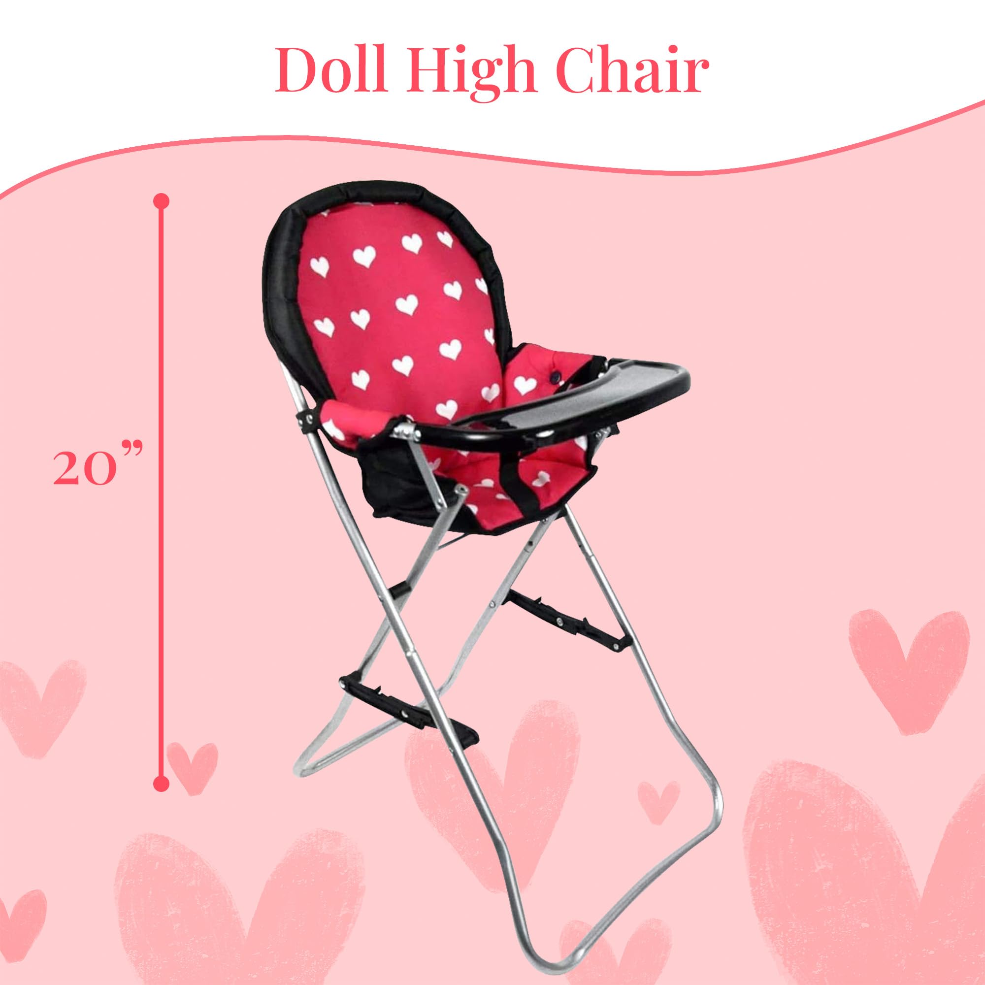 Mega Baby Doll Accessories Set, 3-1 Baby Doll Crib, Baby Doll High Chair & Bouncer Seat. 18 inch Doll Accessories with Doll Bed. 18