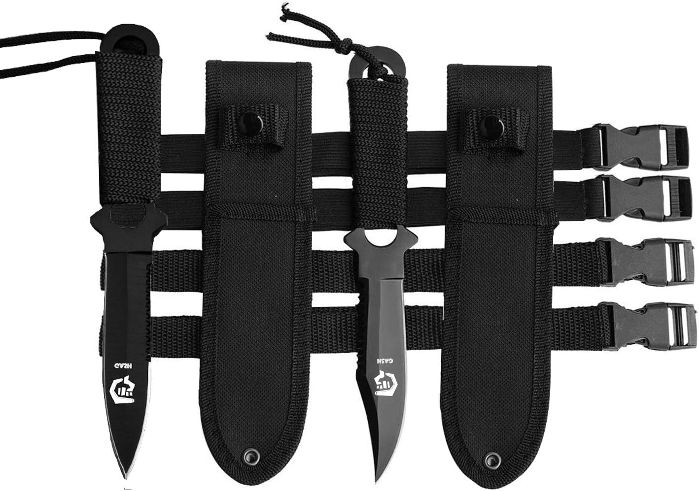 Gasher Scuba Diving Knife with Leg Straps & Sheath, Razor Sharp - Lightweight Diving Equipment for Spearfishing, Snorkeling, Hunting, Rescue & Water Sports