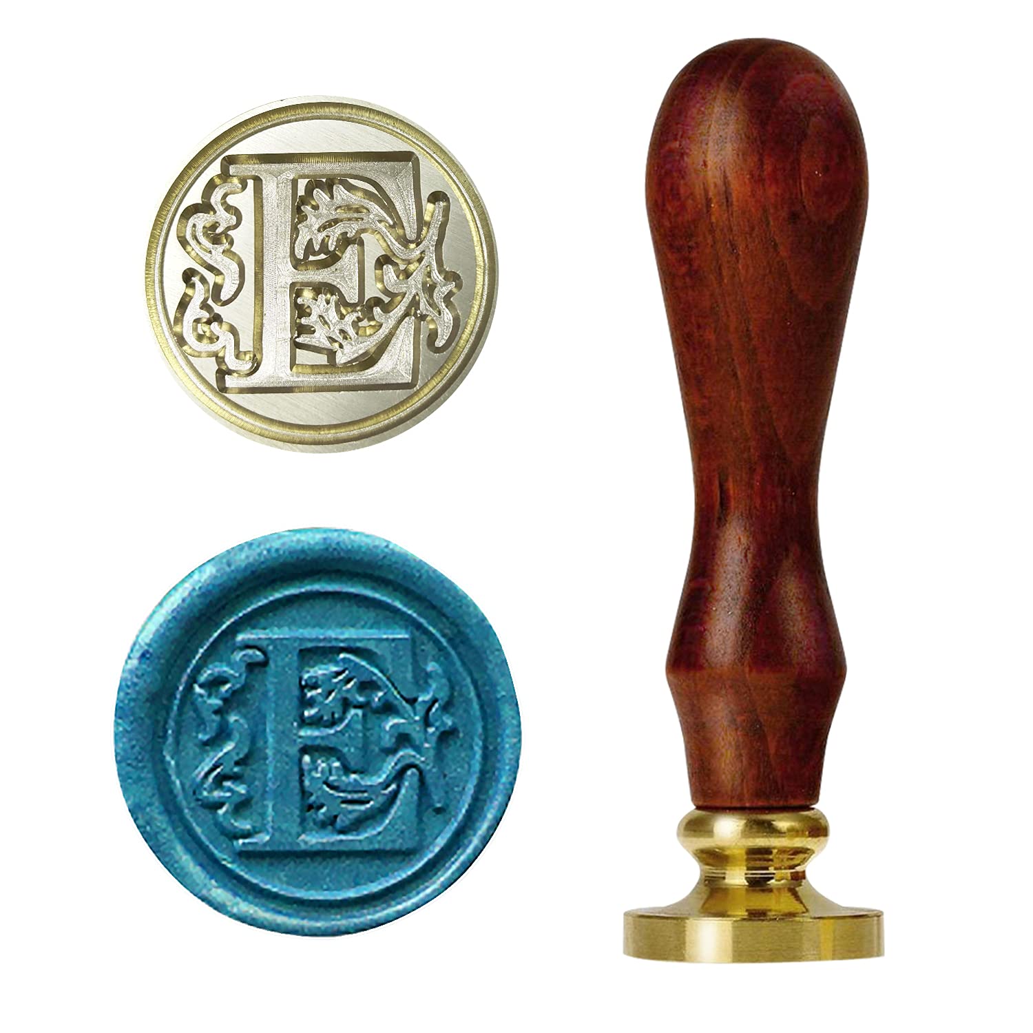 Amoco Letter E Wax Seal Stamp,Vintage Retro Wax Sealing Stamp, Classic Brass Head Wooden Handle Alphabet Letter Initial Wax Seal Stamp(E)