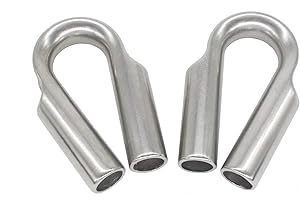 NOVSINO Stainless Steel Wire Rope Tube Thimble Heavy Duty Cable Thimble for Wire Rope Cable 1/2'' (12mm), Pack of 2