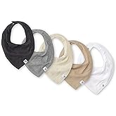 Burt's Bees Baby 5-Pack Bandana Bib Set with Snap Closure