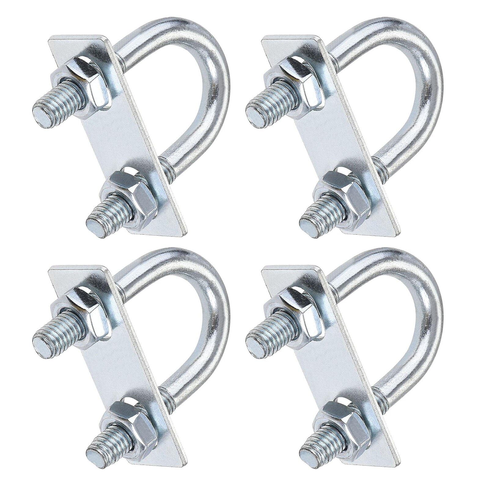 TOP-VIGOR 4 sets M8 Round U-Bolts, 22mm Inner Width 56mm Length Steel U-Bolts with Nut, Plate for Building Installations Mechanical Parts Connection Cehicles Ships — image 1