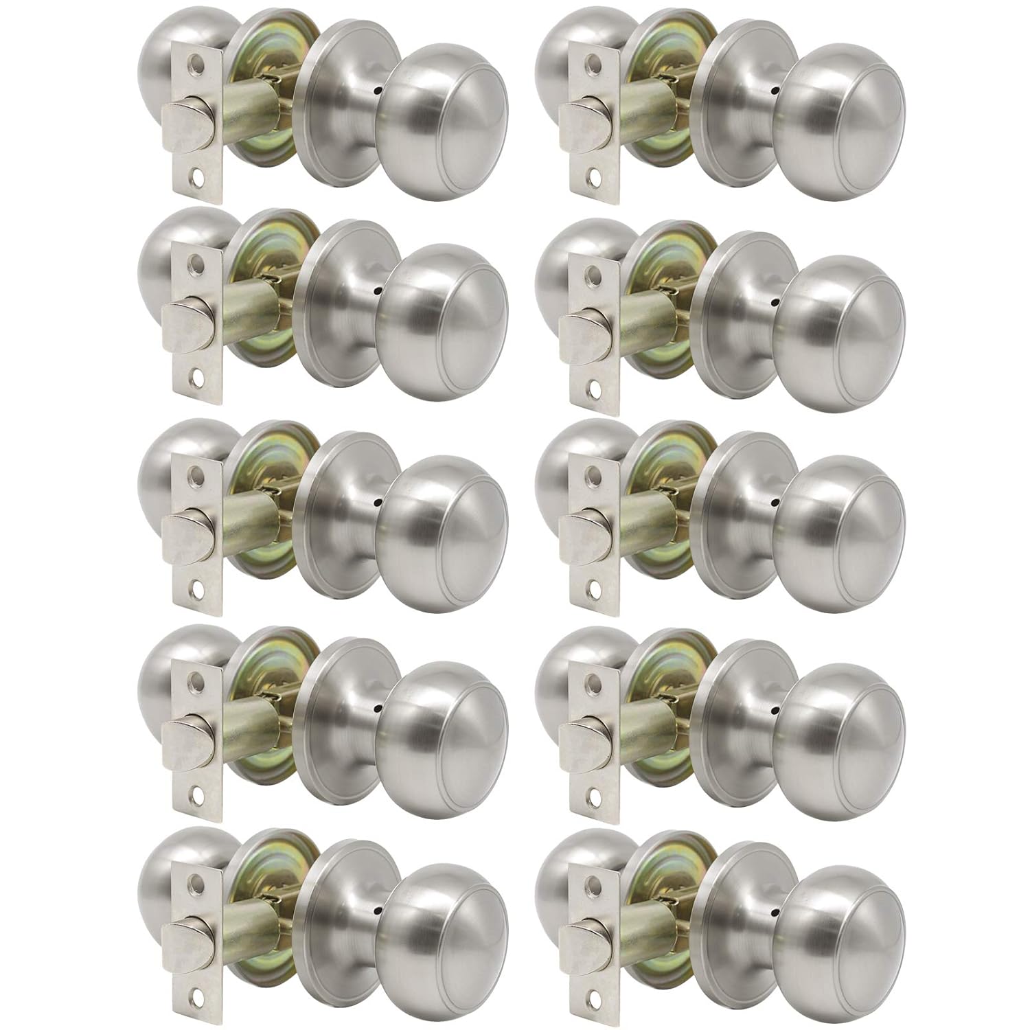 Satin Nickel Finished 6Pack Gobrico Bathroom and Bedroom Door Hardware