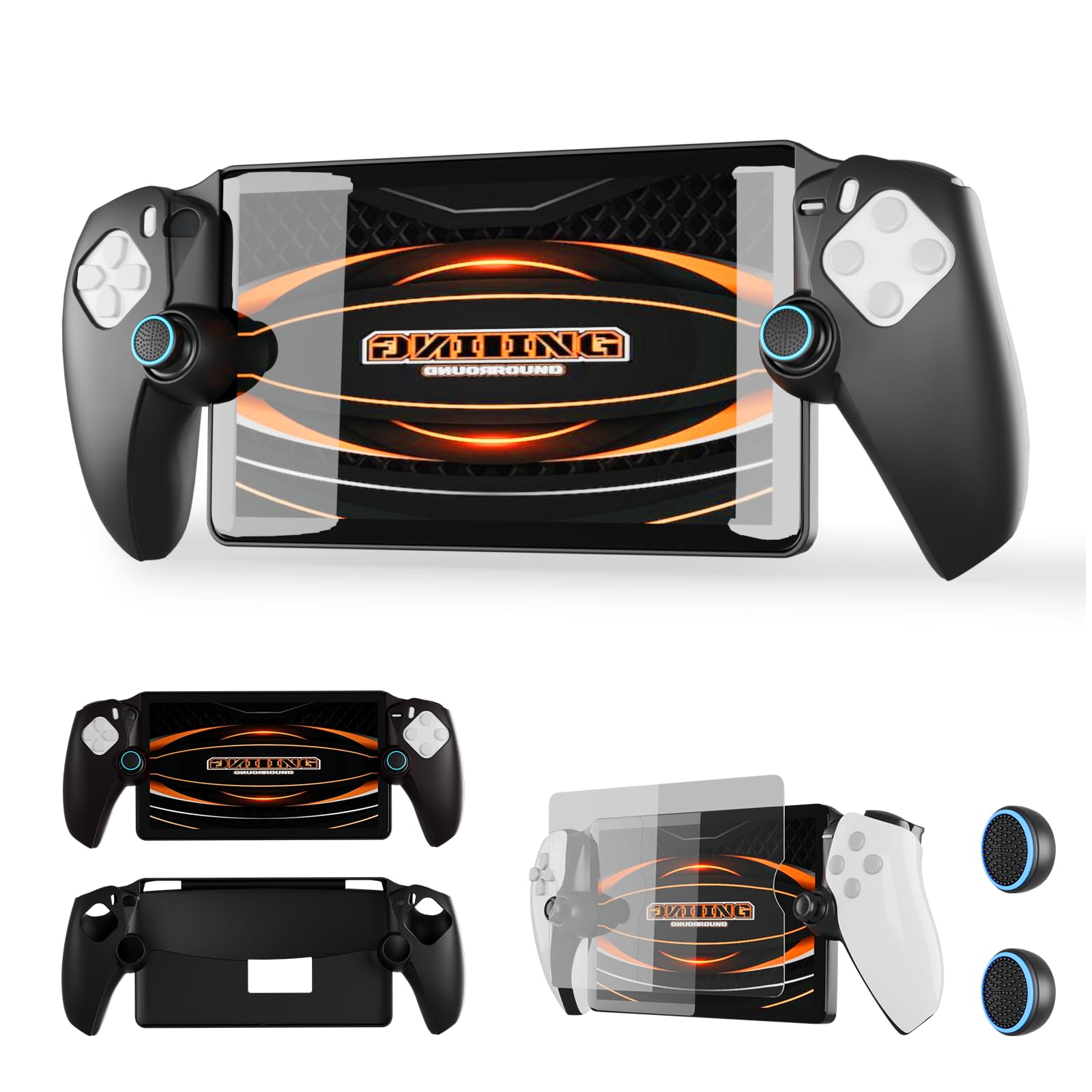 Coooudqs 3 in 1 Accessories Bundle for Playstation Portal. Incl. 1 x PS Portal Protective Case ,1 x HD Tempered Screen Protector and 2 x Thumb Grip Caps for PS5 Portal Remote Player