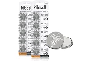 hilocell 10 Pack CR2025 Batteries, CR2025 3V Lithium Battery for Car Remote Key, 3 Volt CR 2025 Coin Battery Replacement