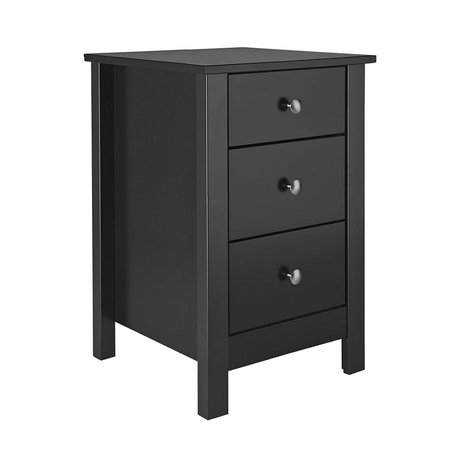 P N Homewares Hailey Bedside Table In Black Small 3 Drawer