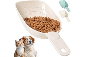 COMSAF Dog Food Scoop 1 Cup, One Cup Measuring Cup, Food-Grade Melamine Pet Food Scoop, Durable 1 Cup Scoop with Precise Markings, BPA-Free & Dishwasher Safe (White, 8oz)