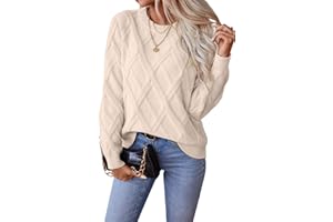 SHEWIN Womens Sweaters Crewneck Cable Knit Sweater Long Sleeve Fall Tops for Women 2025
