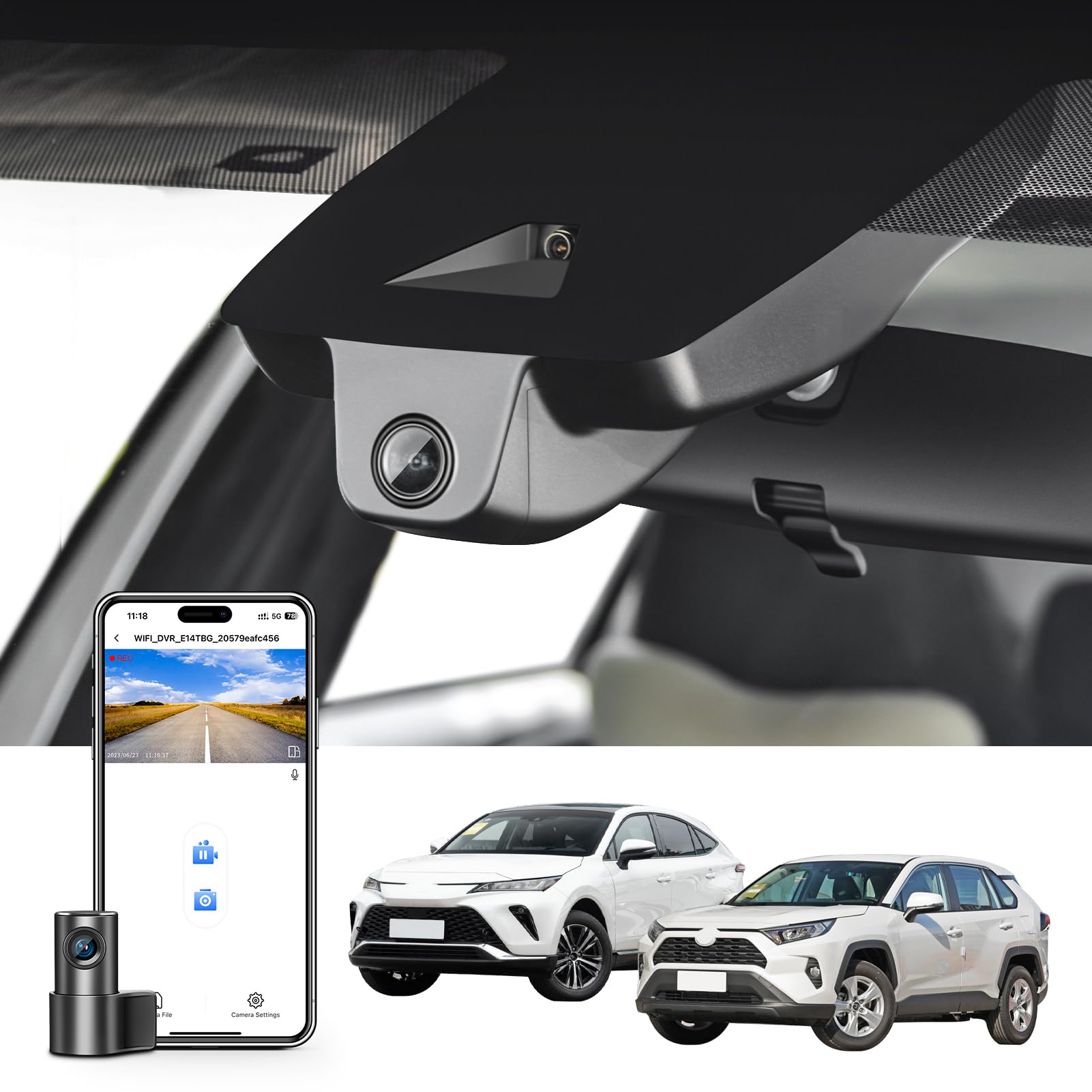 Mangoal Dash Cam Custom Front 4K & Rear 1080p for Toyota RAV4 (Model A) 2019 2020 2021 Hybrid Prime LE Limited Premium XLE XSE SE, Venza 2021, UHD 2160P Video, 128GB Card