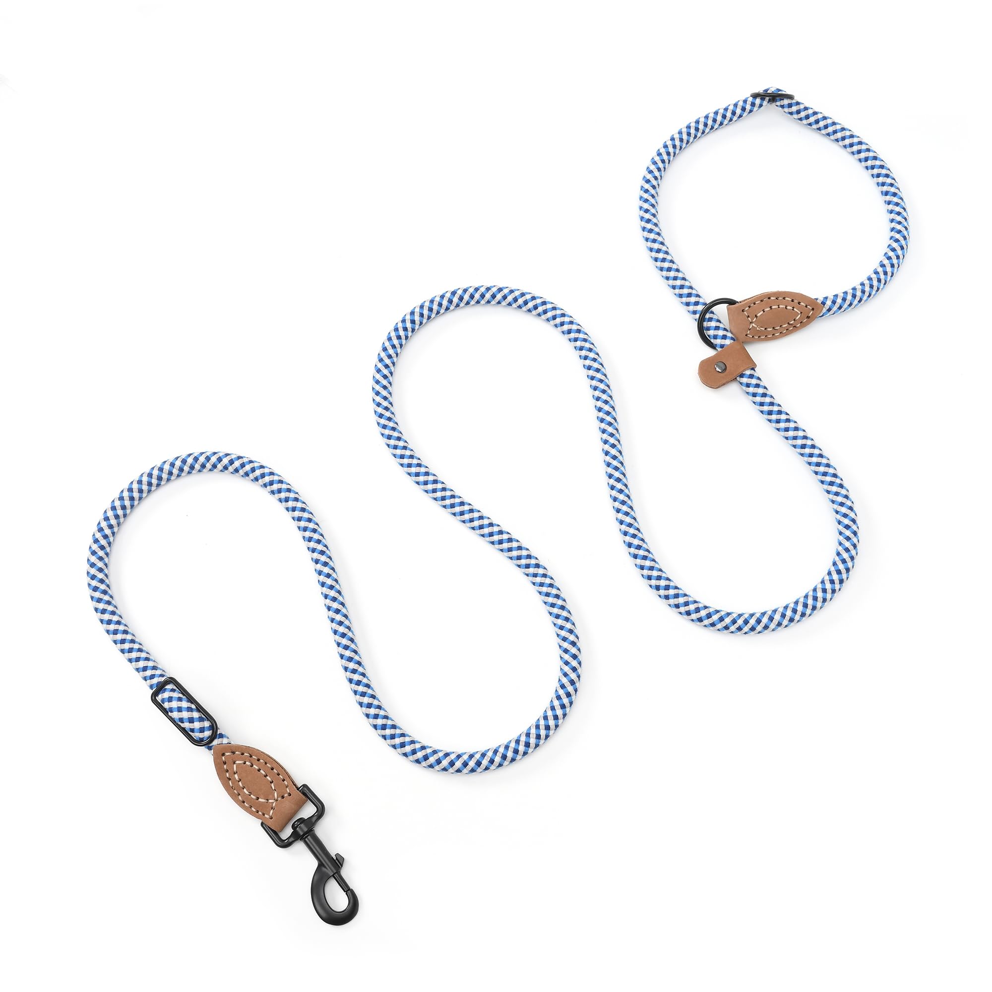 Photo 1 of Mile High Life Hands Free Dog Leash, Crossbody Waist Leash with Genuine Leather Connection, Multifunctional Adjustable Slip Lead for Dog Walking Running (Blue Gray, 8FT)