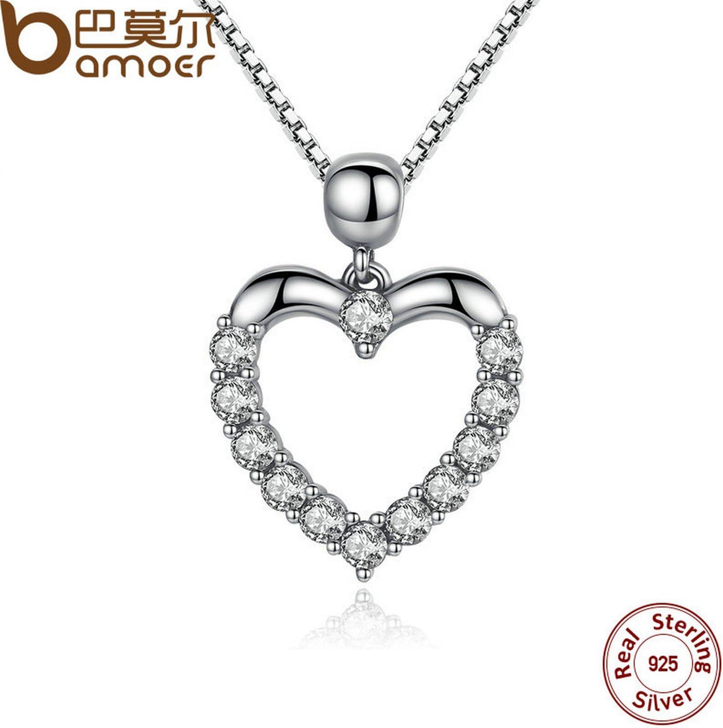 delatcha Jewelry New Authentic 925 Sterling Silver Female Heart Pendant Necklace Fashion Necklace Accessories