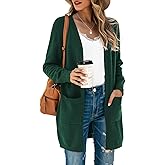 TASAMO Women's Kimono Cardigan Long Sleeve Open Front Casual Knit Sweaters Coat Oversized Soft Outwear with Pockets
