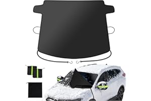 Zanch Windshield Cover for Ice and Snow [3-Second Snow Removal & 7-Layer Full Coverage] 6-Point Snowproof Fixation & Reflective Mirror Covers, Fits Sedans and Compact SUVs M (62'' x 49'')