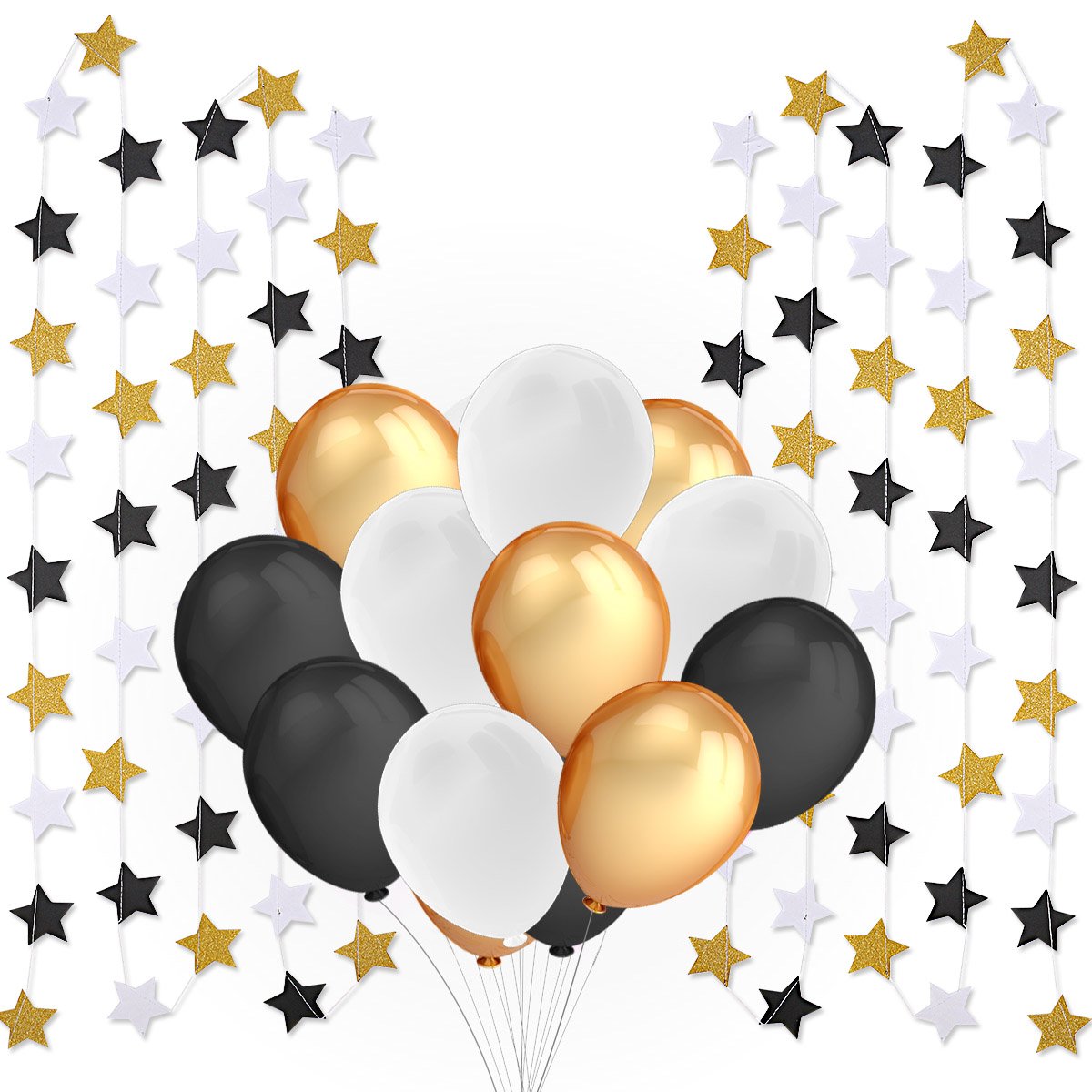 Party Supplies and Party Decorations- 100 Pcs 12 inches Latex Party Balloons and 2 Pcs Twinkle Star Garland - Perfect for All Party events, Wedding Party, Retirement Party, Baby Shower, Birthda Party