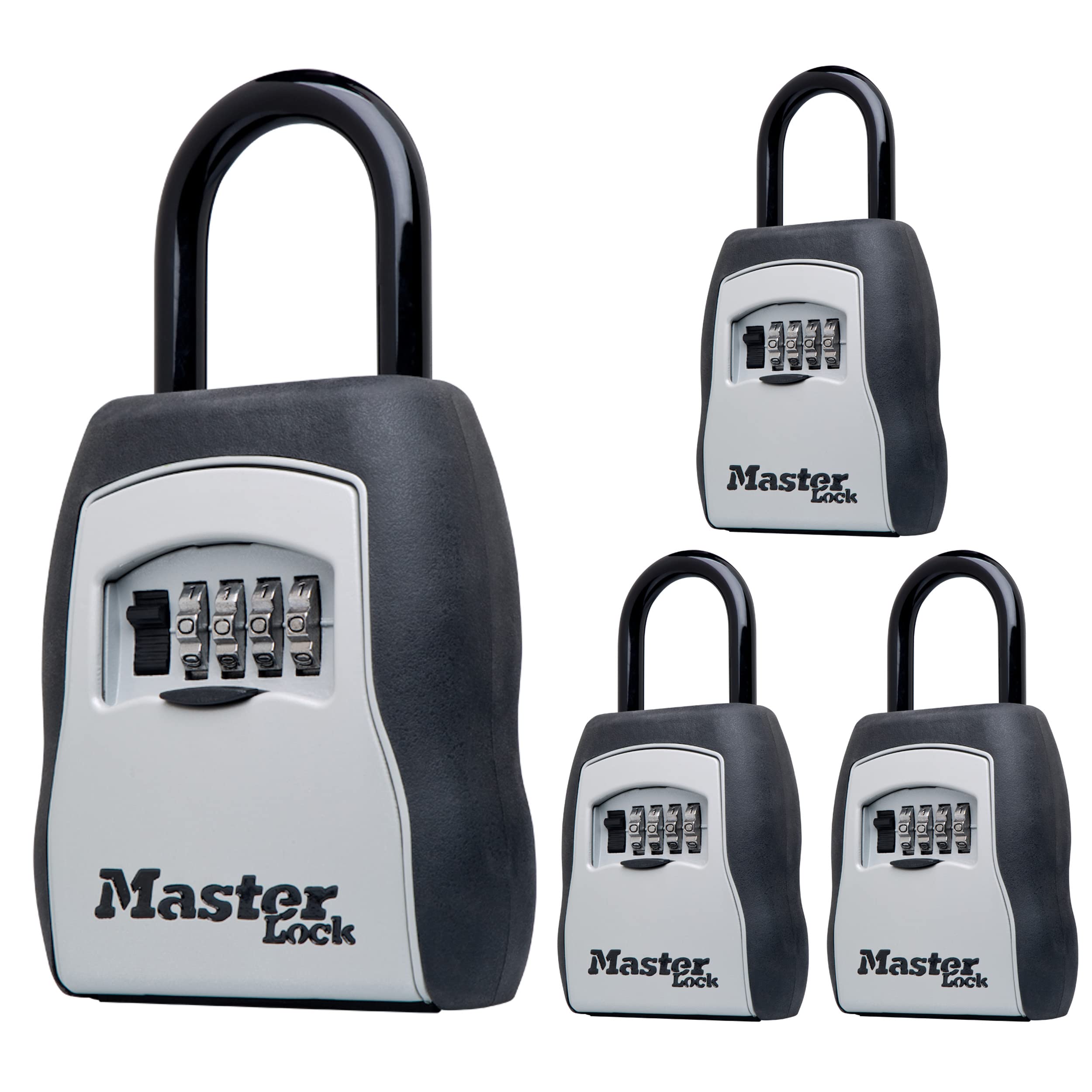Master Lock, Outdoor Box for House Safe with Combination Lock, 5 Key Capacity, 4 Pack, 5400EC4, Black