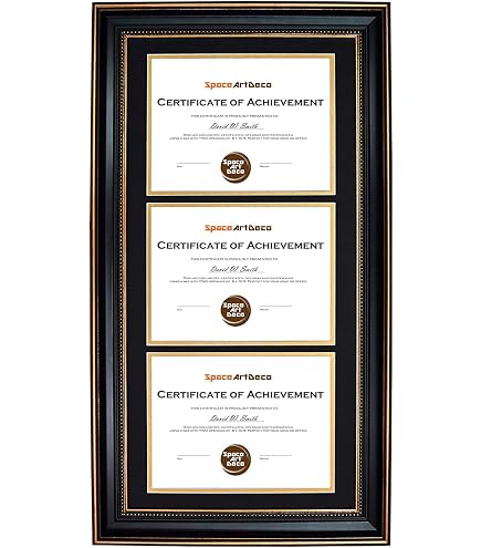 Campus Images Certificate Frame With Double Black Mats - 10x14 Document Frame, Black/Gold Trim - View #12