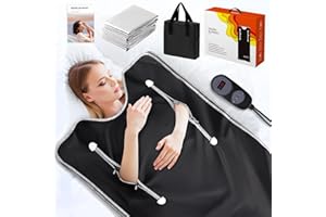 UMIXGENE Infrared Sauna Blanket-Sauna Blanket for Home Use, Portable Design for Relaxation and Detoxification Highest 176℉, 20-60 Minutes Timer, 6 ft x 2.65 ft（Black）