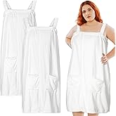 Tigeen 2 Pcs Plus Size Towel Wrap for Women Bath Wrap Towel Dress Terry Cloth Spa Robe with Straps Adjustable Closure(White,Xxl-4xl)