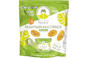 ARTISAN TROPIC Plantain Strips Sea Salt - 6 Pack, 1oz - Vegan, Paleo, Gluten Free Chips - Individual Bags Healthy Snacks for School, Gym, Kids – Whole 30 Approved Foods Baked Banana Chips