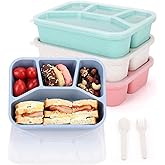 Snack Containers, 4 Pack Lunch Box, Snack Box Containers Reusable for Kids and Adults, 4 Compartment Meal Prep Food Storage C