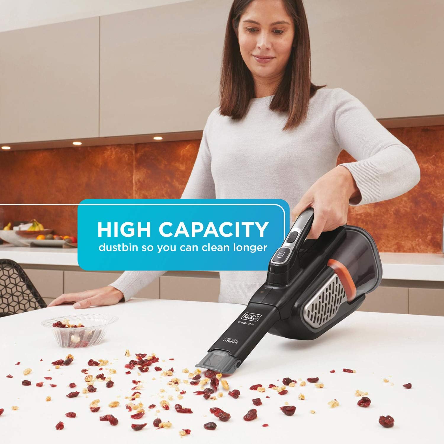BLACK+DECKER Dustbuster Handheld Vacuum, Cordless, AdvancedClean+, Black (HHVK515J00FF), Gray -