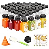 TOMNK 100pcs 4oz Juice Bottles, Reusable Small Shot Bottles with Lids, Labels, Funnel and Brush Beverage Containers for Juicing, Ginger Shots, Milk and Beverages