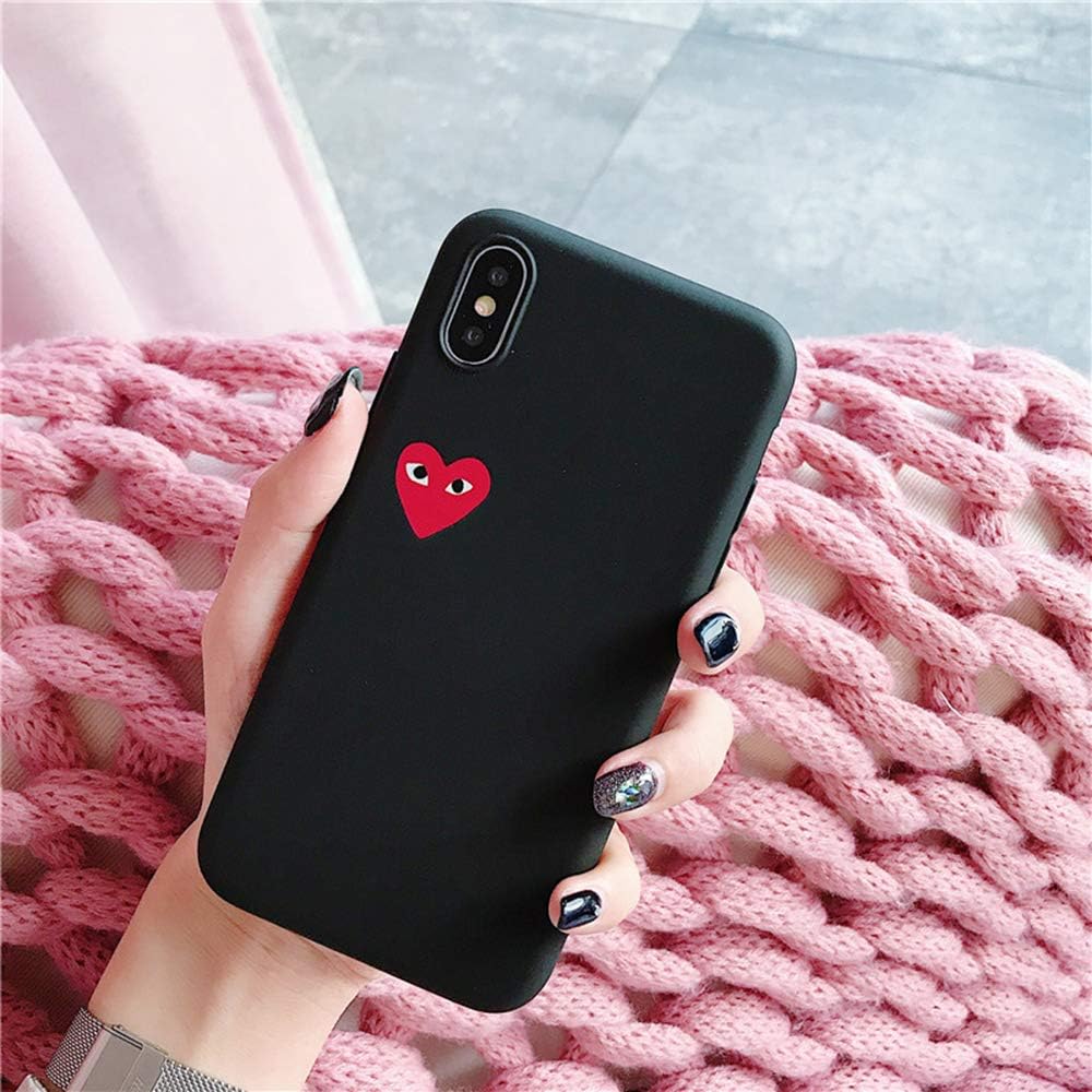 Japan CDG Play Comme des Garcons IMD Protect Cover case for iPhone Plus 7 7plus 8 8plus X XR XS Max Phone Cases (Black, iPhone XR)