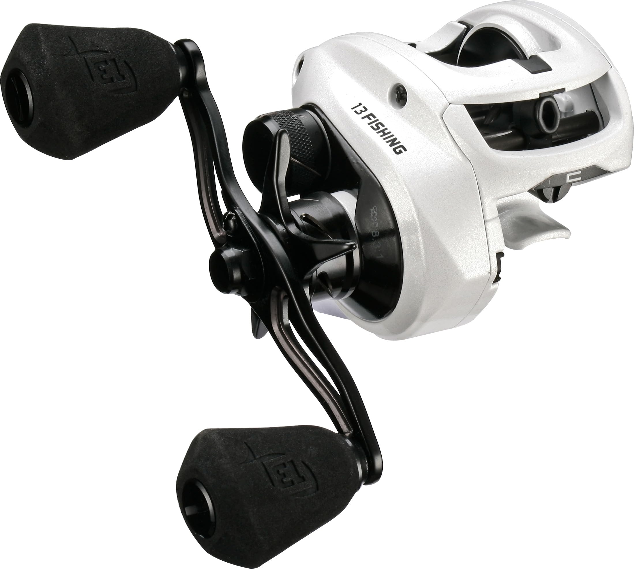 13 FISHING - Concept C2 - Low-Profile Baitcast Fishing Reel 200 Size- 8.3:1 - Right Hand Retrieve (Fresh+Salt) - C2-8.3-RH, White