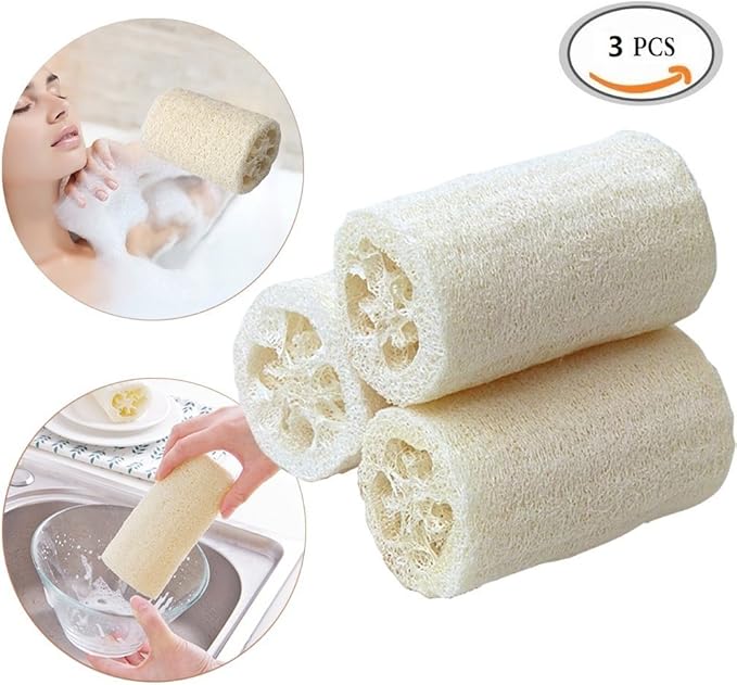 3 Pack Loofahs Spa Exfoliating Scrubber Best Luffa Body Wash Sponge