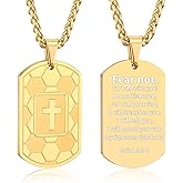 Easter Basket Stuffers - Soccer Bible Verse Cross Necklace for Men Stainless Steel Cross Pendant Religious Gift Soccer Sports Jewelry Birthday Christmas Gifts for him Kids Boys Men Teens dad