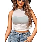 Avidlove Women Camisole Tops Sexy Mesh Tank Tops Cami Y2K See Through Undershirts Mini Going Out Top Lingerie