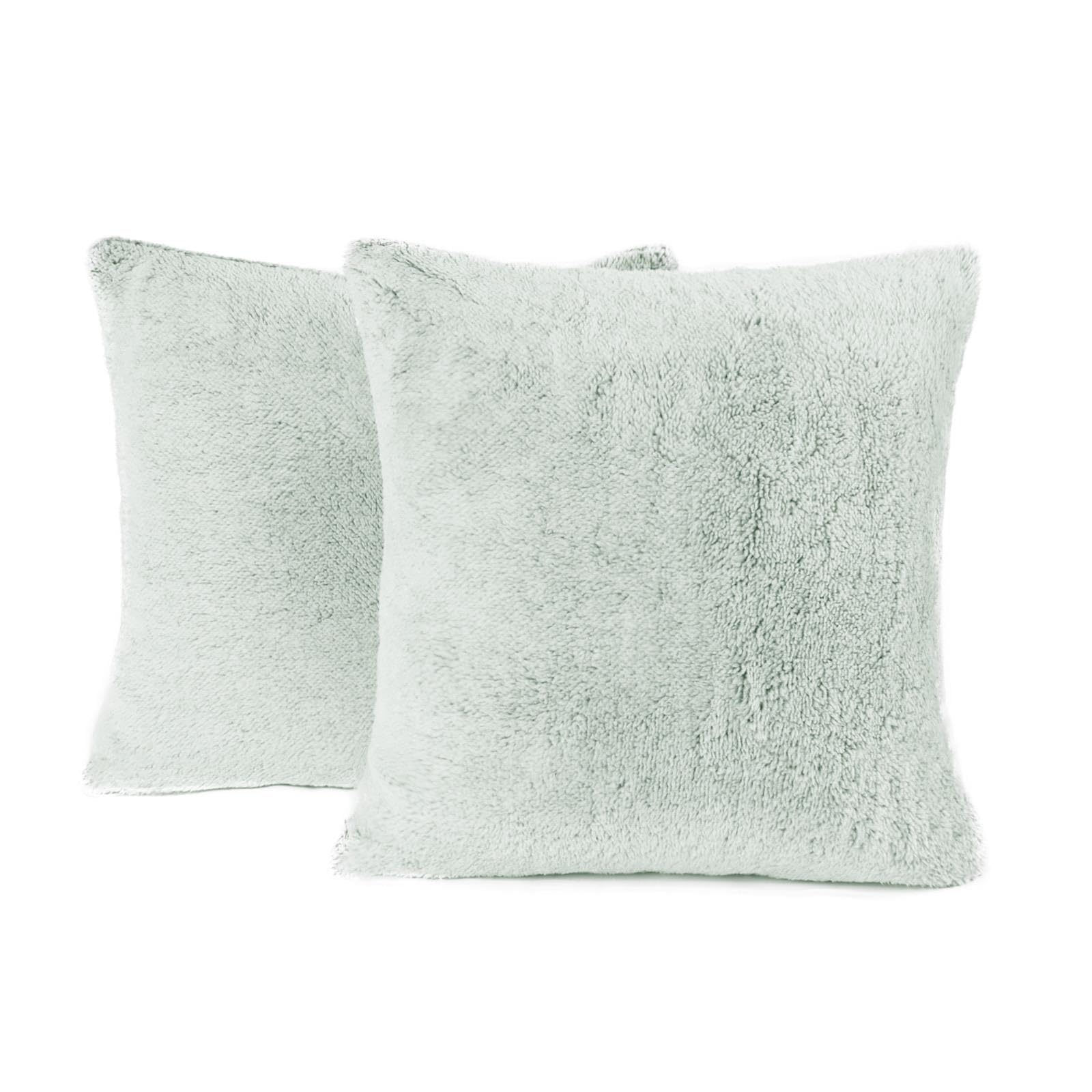 OHS Cushion Covers Teddy Marl, Throw Pillow Cushions Sofa Cushion Covers 18x18 for Cushion Inserts Bedroom Decorative Cushions for Living Room, Pack of 2 Forest Green