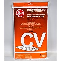 Hoover Type CV Allergen Filtration Synthetic Central Vacuum Cleaner Bags / 3 pack - Genuine OEM 401011CV w/Dust Seal