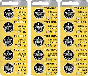 Toshiba CR2032 Battery 3V Lithium Coin Cell (15 Batteries)