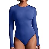 IUGA Long Sleeve Bodysuits for Women Crew Neck Body suit Women's Slimming Basic Tummy Control Bodysuit Tops