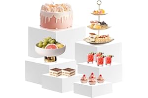 6 Pcs Buffet Risers,Acrylic Food Risers for Buffet Table,6 Sizes Acrylic Cube Boxes Display Stand with Hollow Bottoms,Display