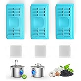 Cat Water Fountain Filters: 3 Cat Fountain Replacement Filter for JLVDXN 2.2L/74oz Pet Water Fountain - Set of Pet Fountains Filter - Including 3 Pieces Filters + 3 Pieces Sponges