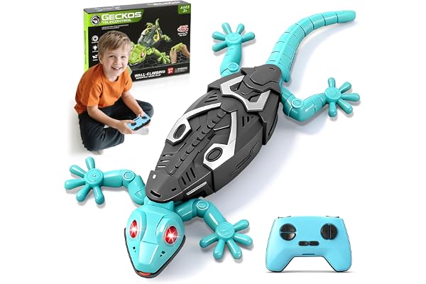 KETIEE RC Wall Crawler Gecko: Wall Climbing Gecko Toy for Kids | Remote Control Climbing Lizard with Led Glow Eyes,Rechargeab